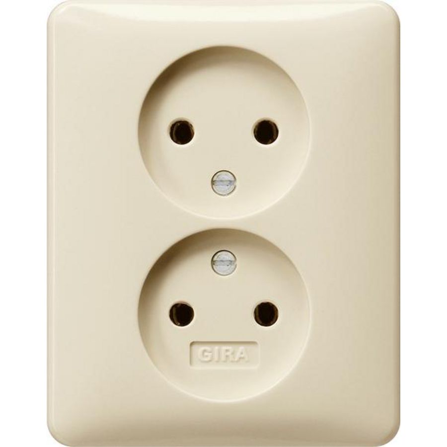 2-voudig wandcontactdoos zonder RA v.afd.pl. STK Gira Standard 55 creme wit