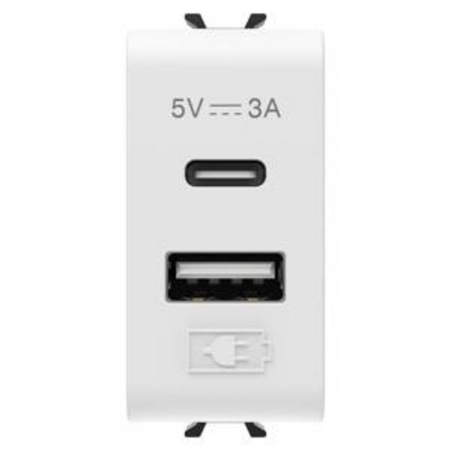 USB CHARGER-A+C TYPE-3A-SATIN WHITE-1 MODULE-CHORU