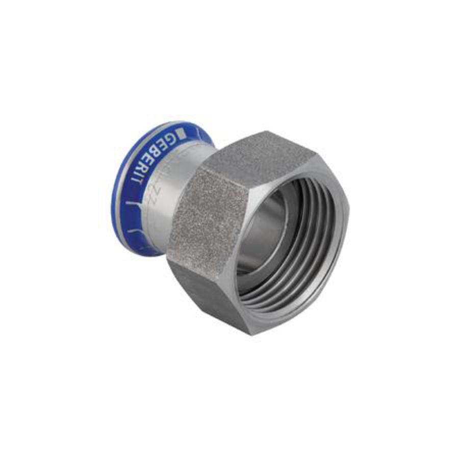2-del. koppeling vlak MAPRESS RVS 28x wartel 1.1/2" (wartel RVS)