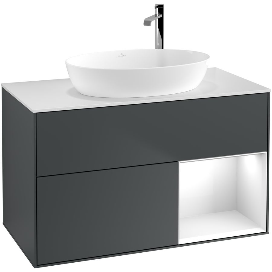 Wastafelonderkast Finion 1000x603x501mm Mid.Blue Matt Lacquer G901GFHG