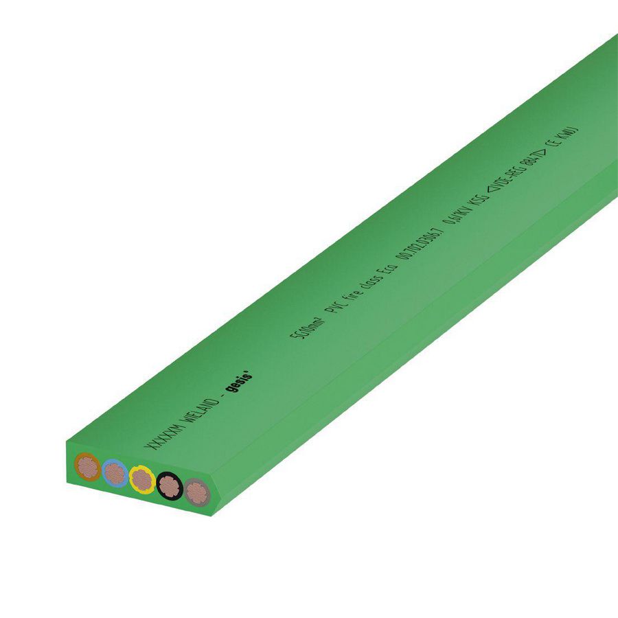 Vlakbandkabel NRG10 5x10mm² PVC l.groen