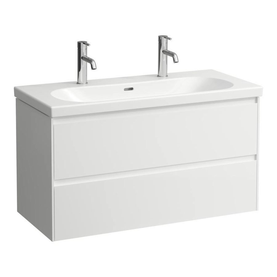Wastafel met 2 kraangaten met overloop LUA H8100894001071