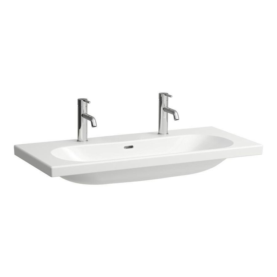 Wastafel met 2 kraangaten met overloop LUA H8100890001071