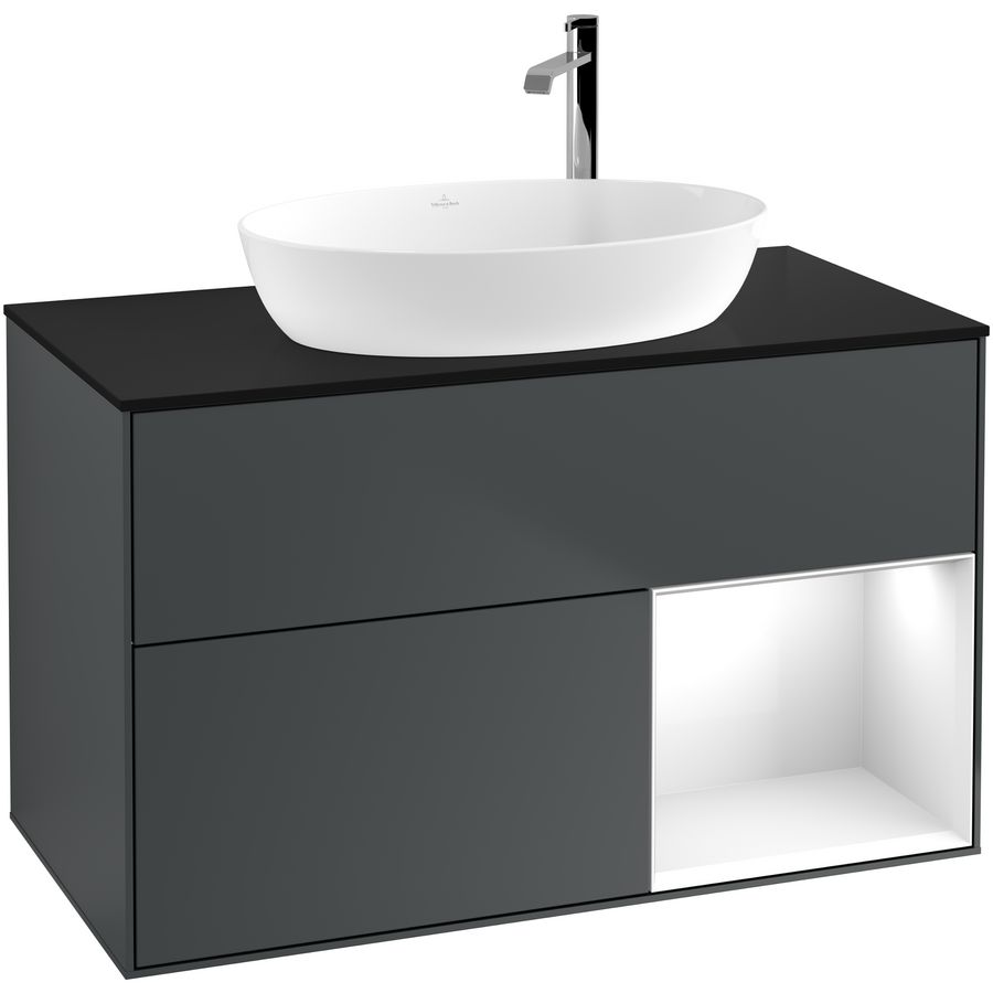 Wastafelonderkast Finion 1000x603x501mm Mid.Blue Matt Lacquer G902GFHG