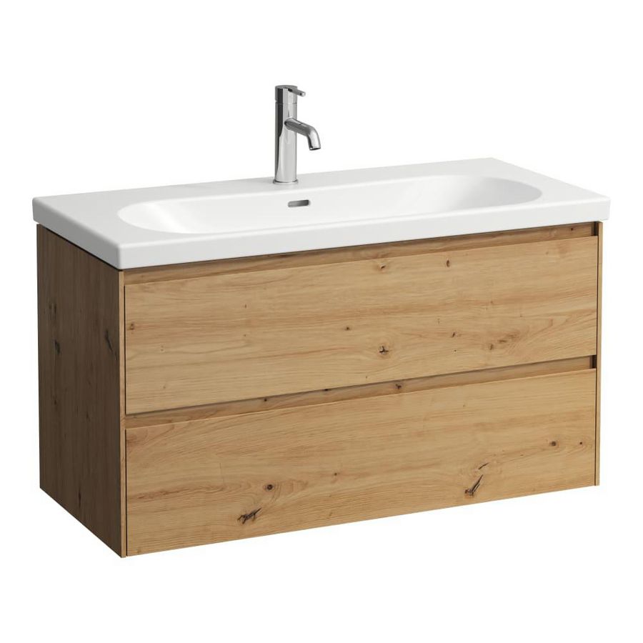 Wastafelonderkast 2 laden wild eiken 98x45x51cm (lxbxh) Lani voorwastafel H810089