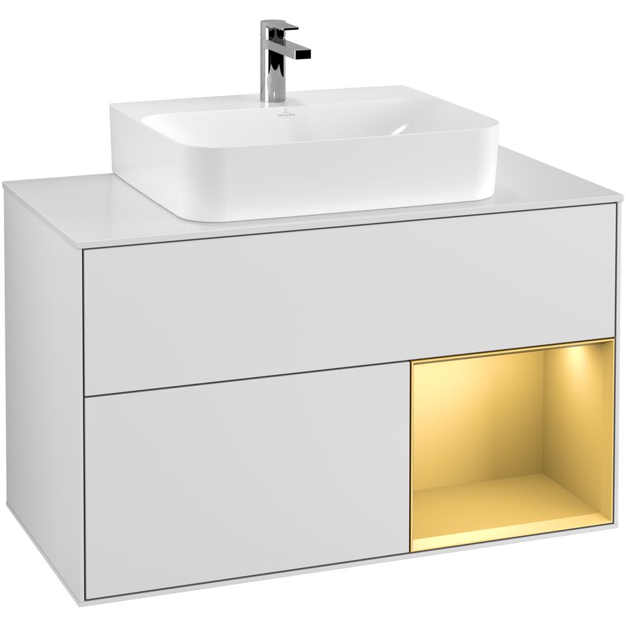 Wastafelonderkast Finion 1000x603x501mm White Matt Lacquer F121HFMT