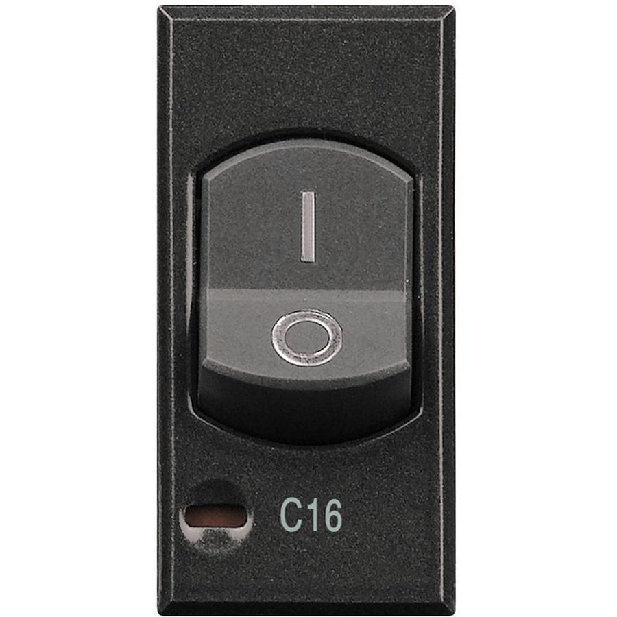 Installatieautomaat 16A 1-polig + Nul 3kA 1 module antraciet Axolute