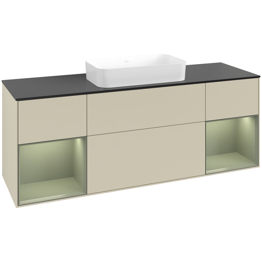 Wastafelonderkast Finion 1600x603x501mm S.Grey Matt Lacquer G742GMHJ