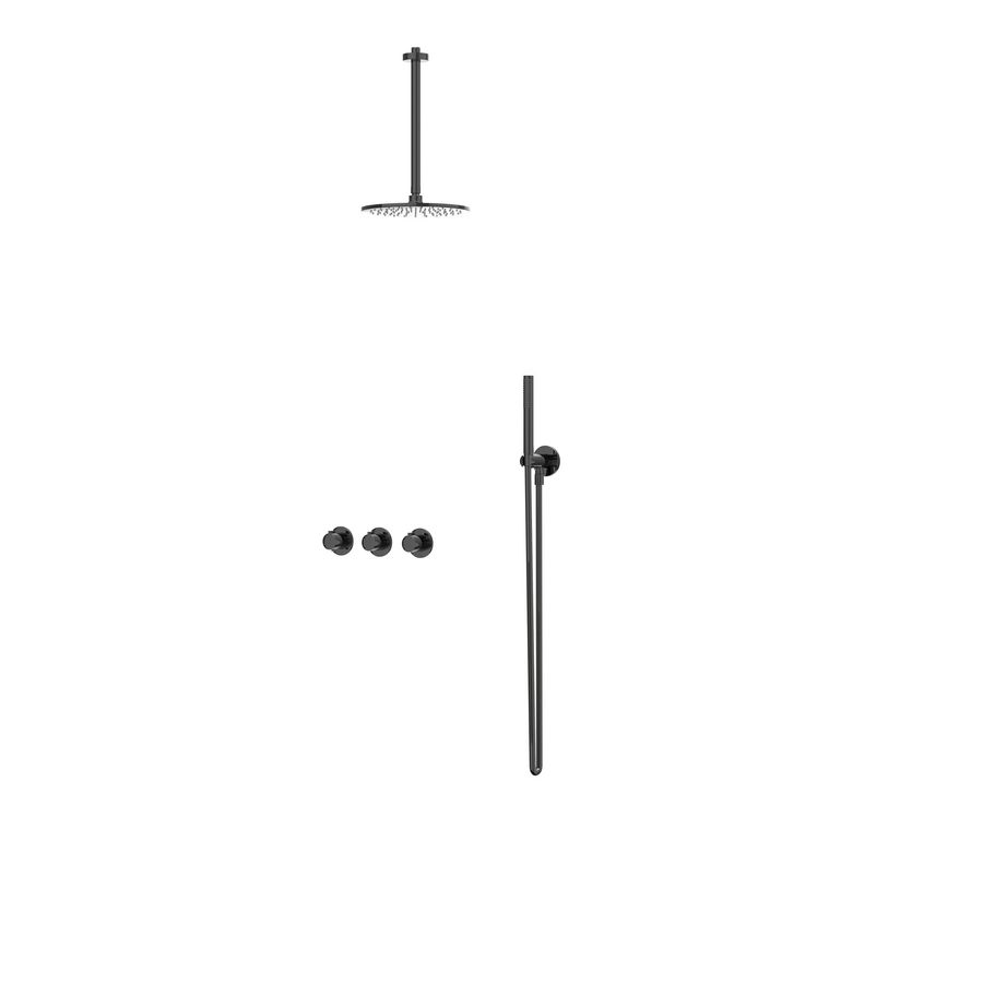 Afbouwdeel regendouche combiset Pact 4 inbouwthermostaat zwart chroom CSP4EXZCAECA excl. inbouwbox