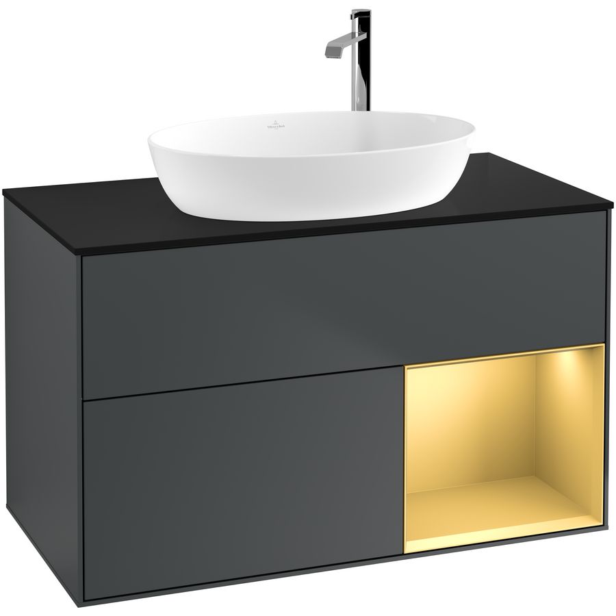Wastafelonderkast Finion 1000x603x501mm Mid.Blue Matt Lacquer G902HFHG