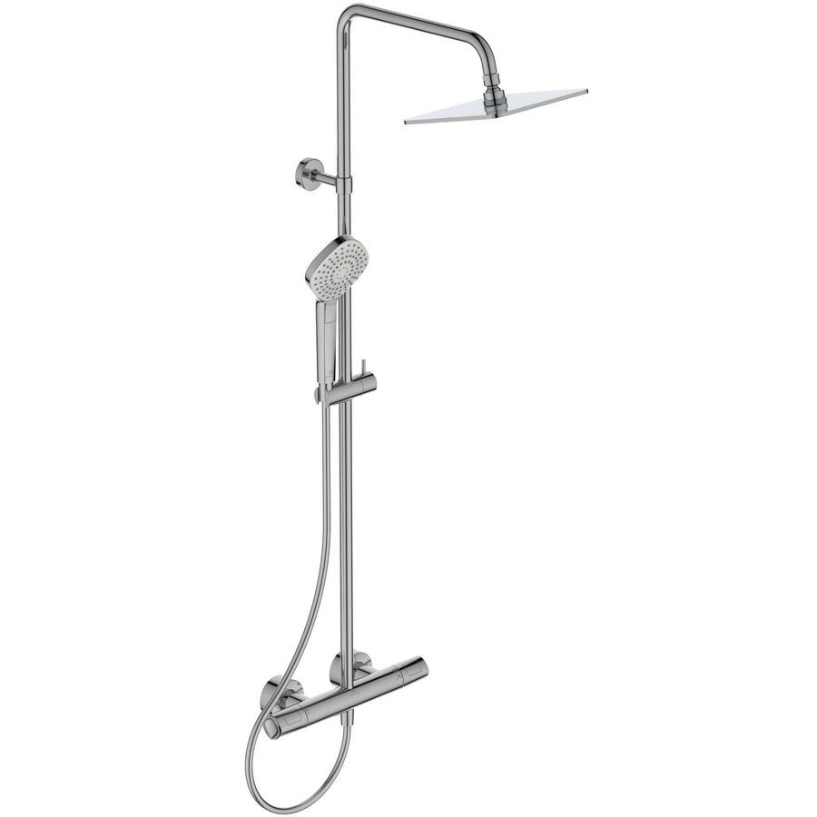 Douchesysteem thermostatisch CERATHERM T100 200x200mm chroom hoh 150mm incl. s-koppelingen