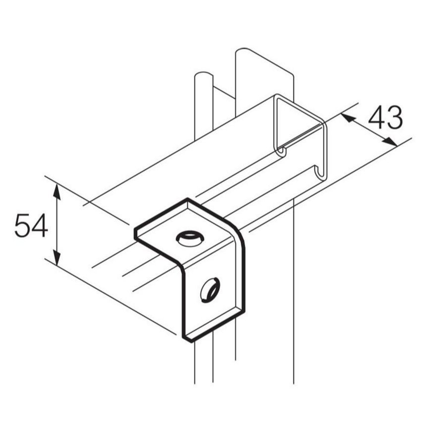 Bevestigingshoek RVS316 2gats 57x41