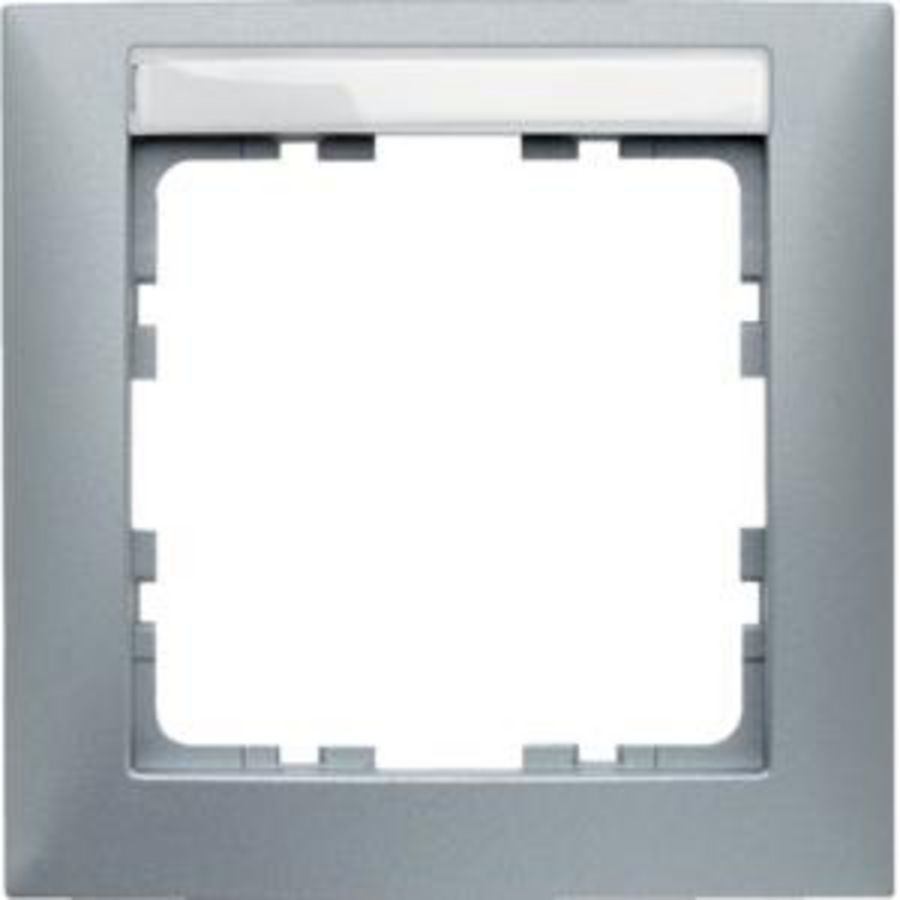Afdekraam met tekstveld 1-v berker S.1 aluminium mat