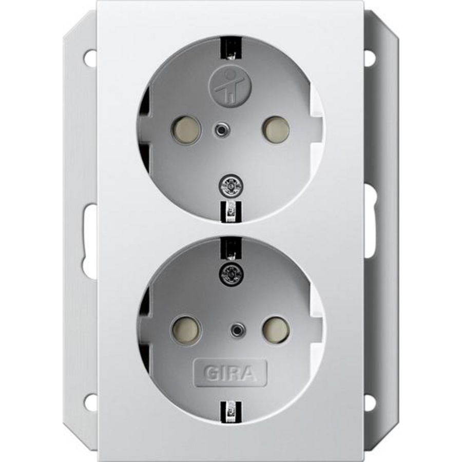 2-voudig wandcontactdoos met randaarde Safety Plus v. IB-doos 1-voudig System 55 zuiver wit
