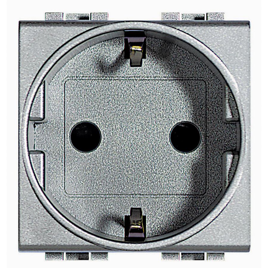 Wandcontactdoos ALU 2P + a 2 modulen Livinglight