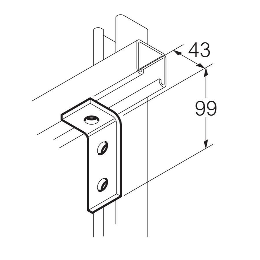 Bevestigingshoek RVS316 3gats 99x40