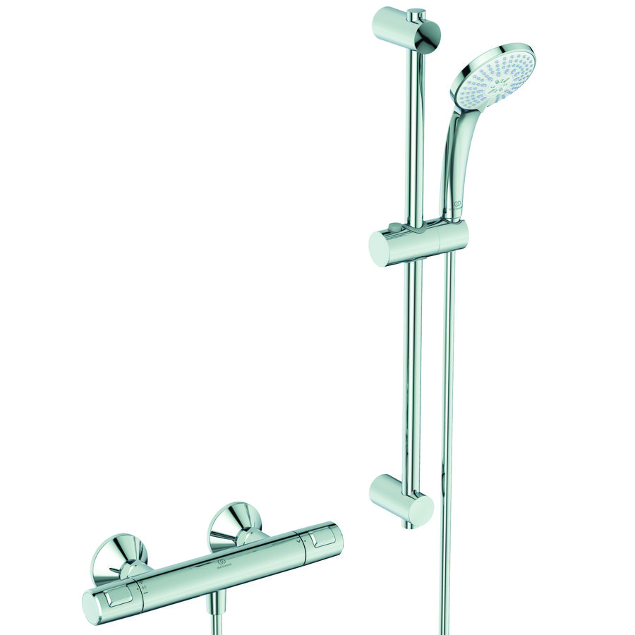 Douchethermostaatset / renovatieset T25 CERATHERM 150mm + idealrain M3 glijstang 60cm chroom incl. s-koppelingen