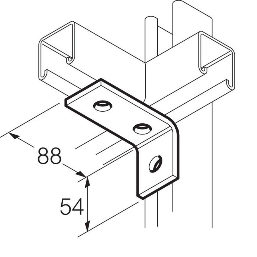 Bevestigingshoek 90gr.Thvz 3-gats max. 1200N