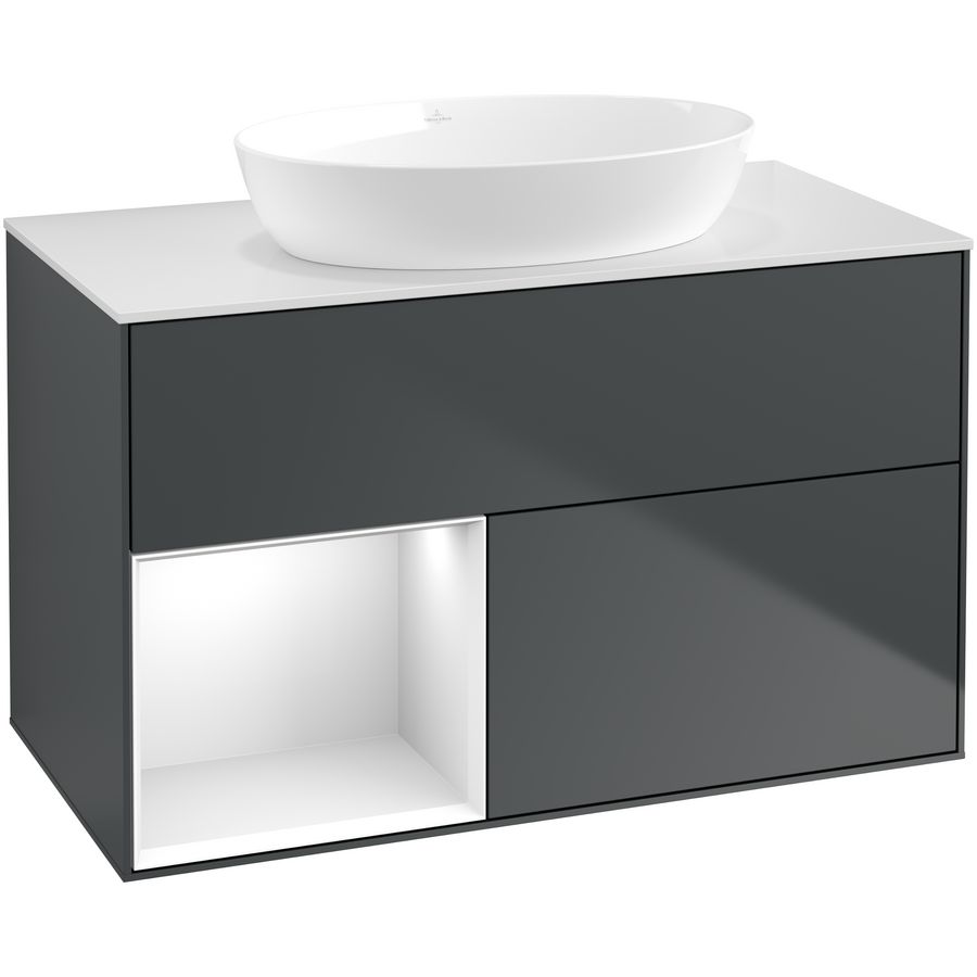 Wastafelonderkast Finion 1000x603x501mm Mid.Blue Matt Lacquer GA11GFHG