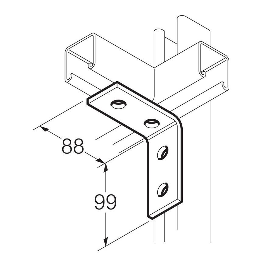 Bevestigingshoek RVS316 4gats 104x89