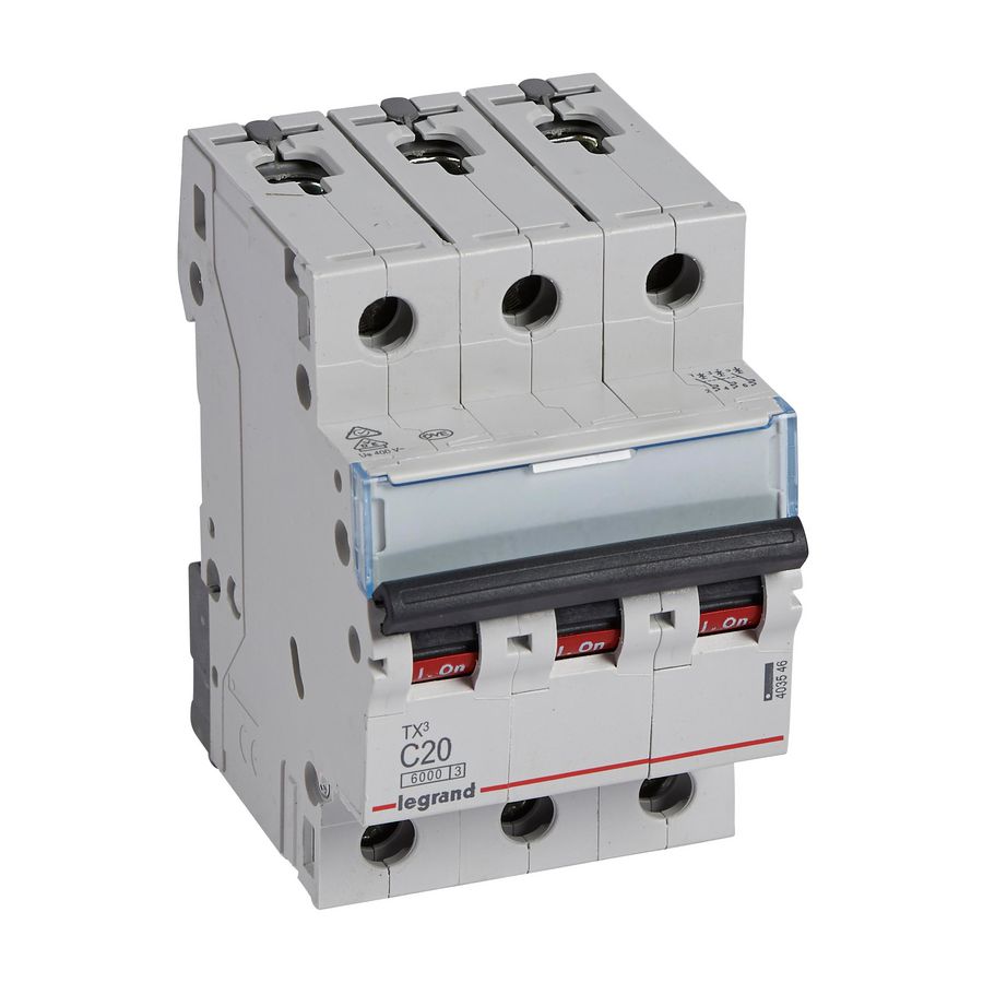 Installatieautomaat MCB TX3 3-polig C-karakteristiek 20A 6000A
