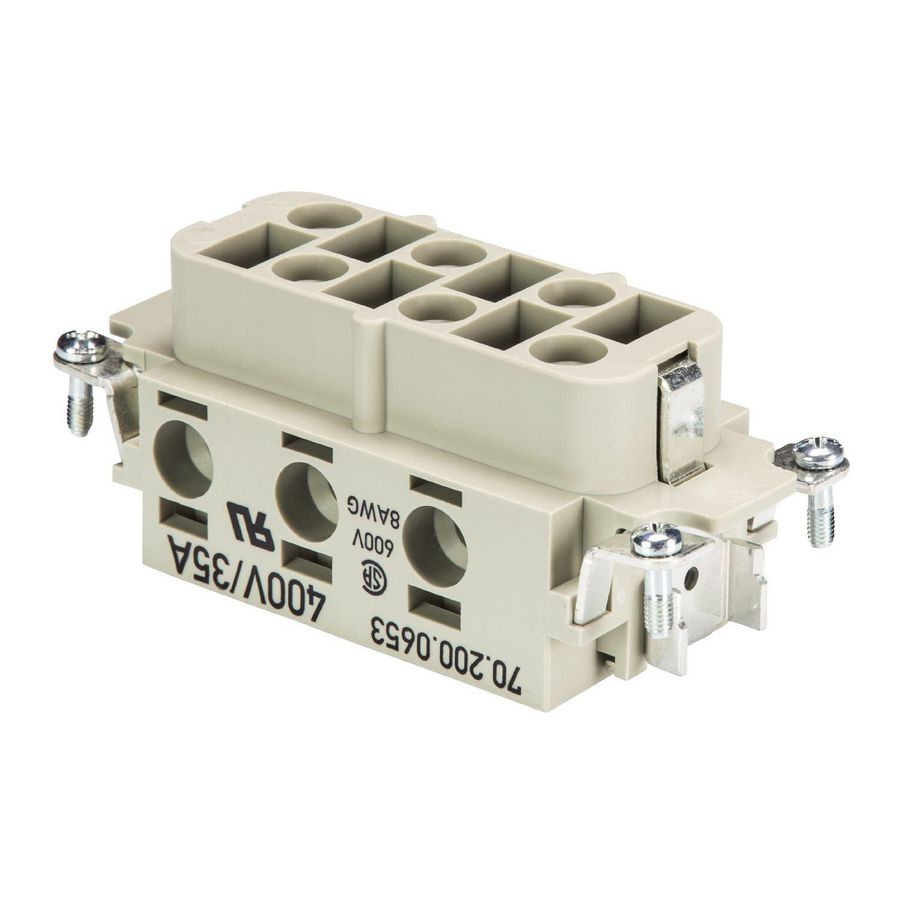 Contactblok binnenwerk busdeel 6-polig schroef 400/35 VVE=10