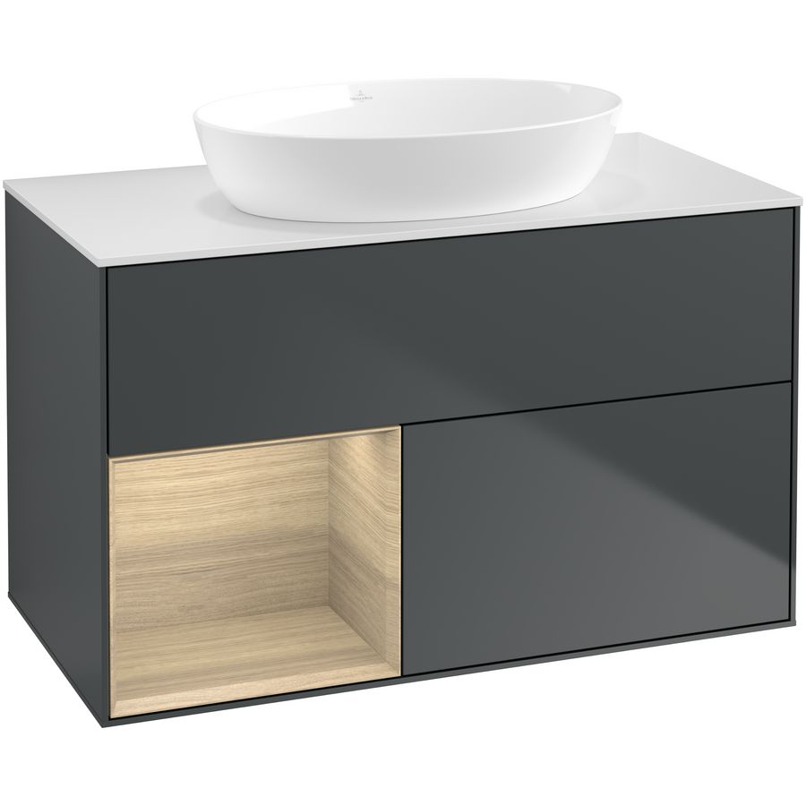 Wastafelonderkast Finion 1000x603x501mm Mid.Blue Matt Lacquer GA11PCHG