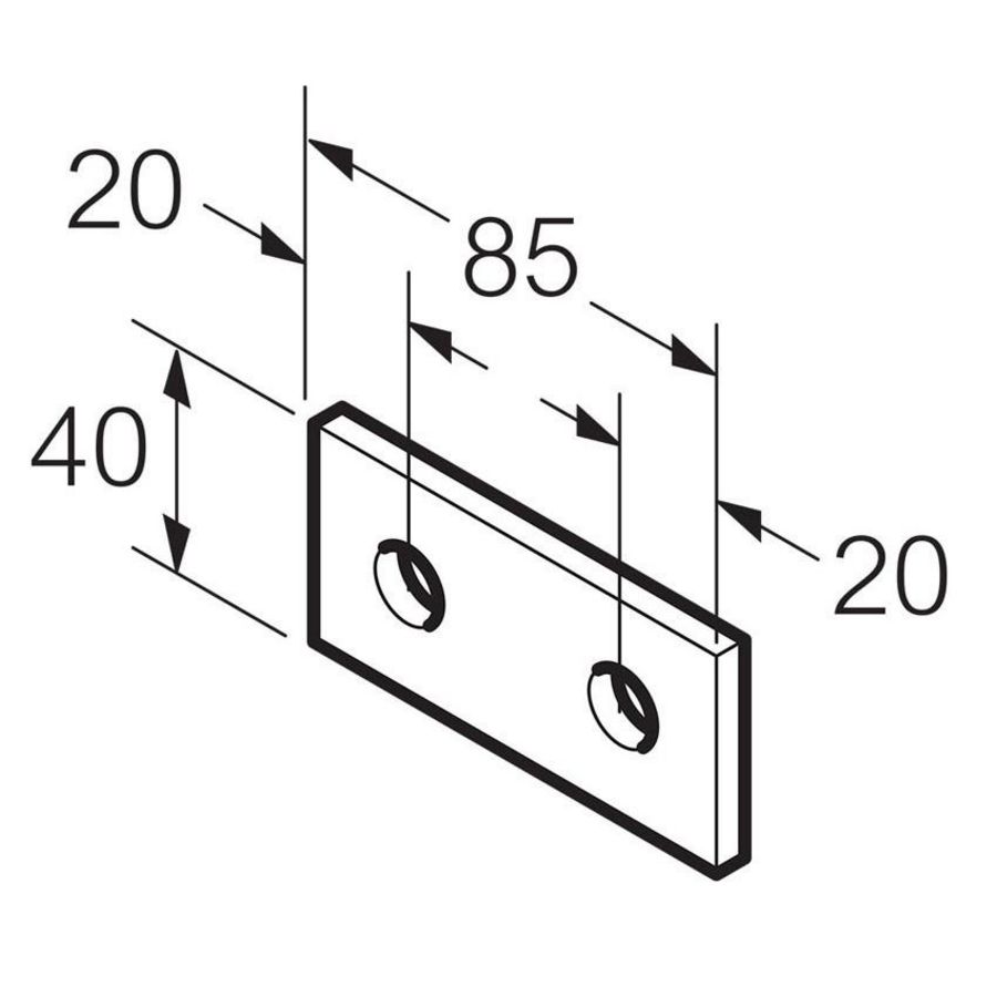 Bevestigingsstrip 2 gats RVS316 L82 B40