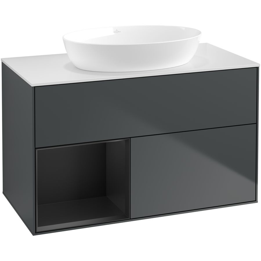 Wastafelonderkast Finion 1000x603x501mm Mid.Blue Matt Lacquer GA11PDHG