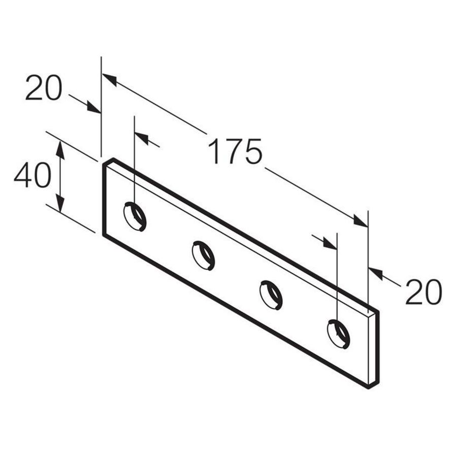 Bevestigingsstrip 4 gats RVS316 L164 B40