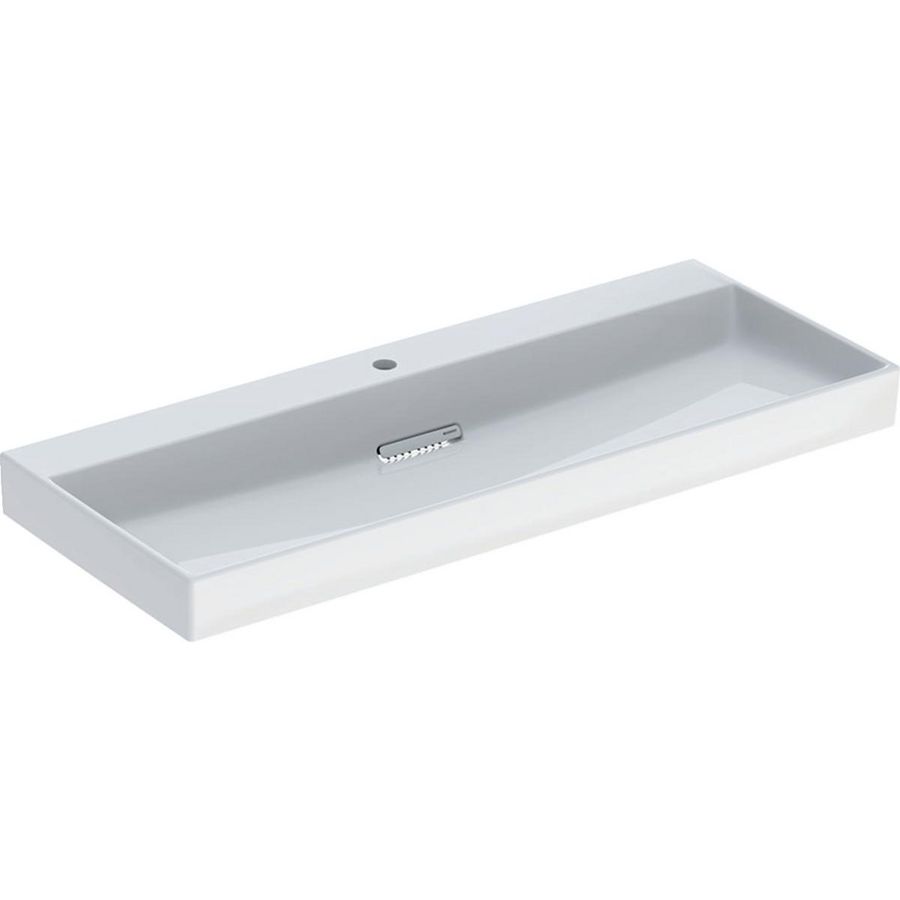 Wastafel 120x48cm afvoer horizontaal met kraangat gecentreerd wit Keratect ONE incl. sifon