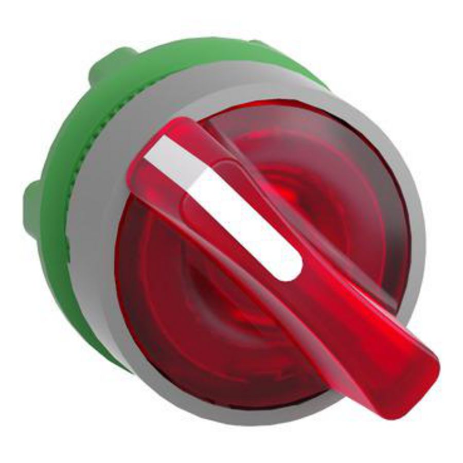 red illum selector switch head 2-pos return right cp grey