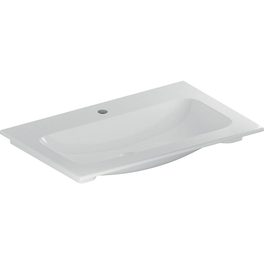 iCon meubelwastafel slim rim 60x48cm met kraangat zonder overloop wit Keratect