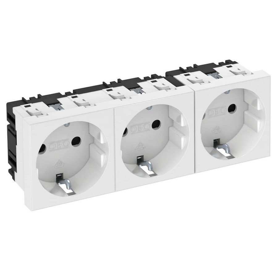 Contactdoos 3-vdg 0gr 250V 10/16A carbonaat puur wit