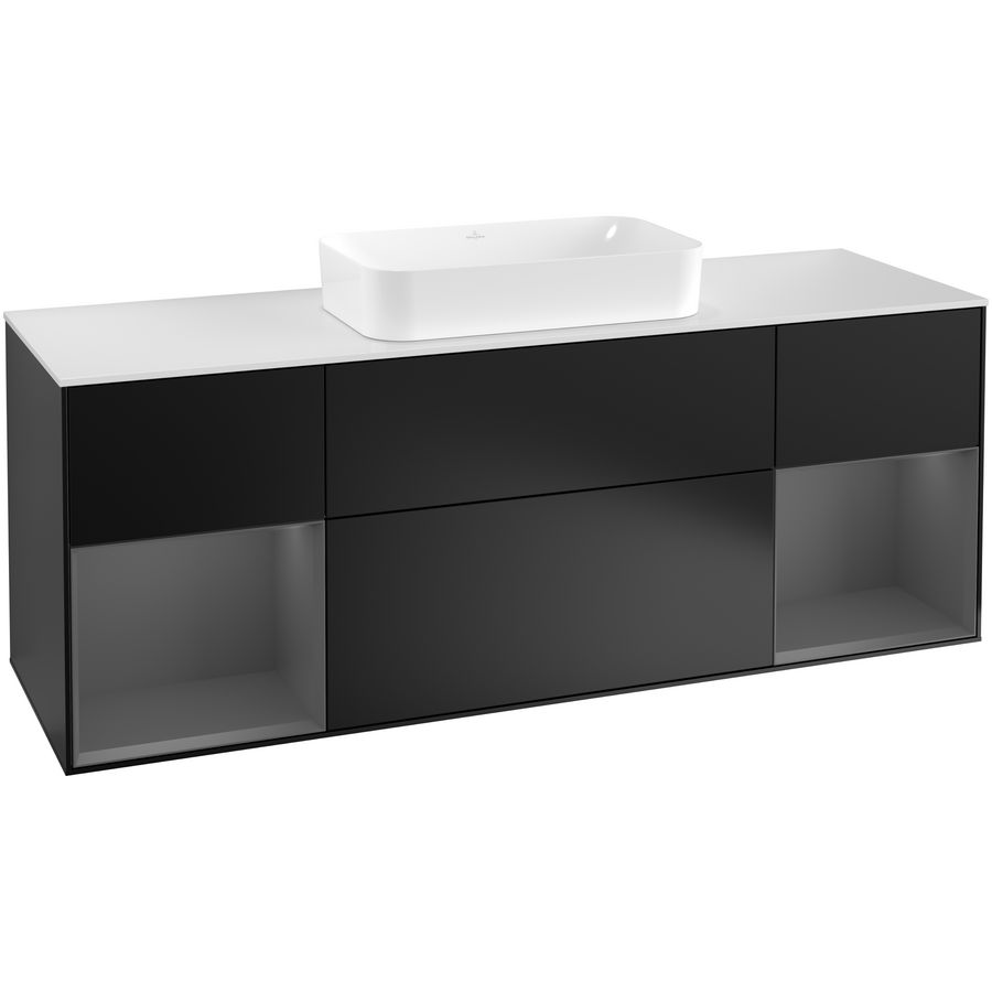 Wastafelonderkast Finion 1600x603x501mm Black Matt Lacquer G331GKPD