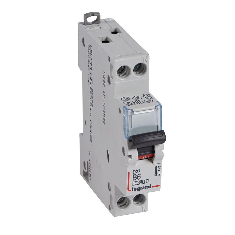 Installatieautomaat MCB DX³ 1-polig + Nul B-karakteristiek 6A 6000A