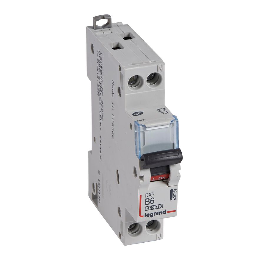 Installatieautomaat MCB DX³ 1-polig + Nul B-karakteristiek 6A 4500A