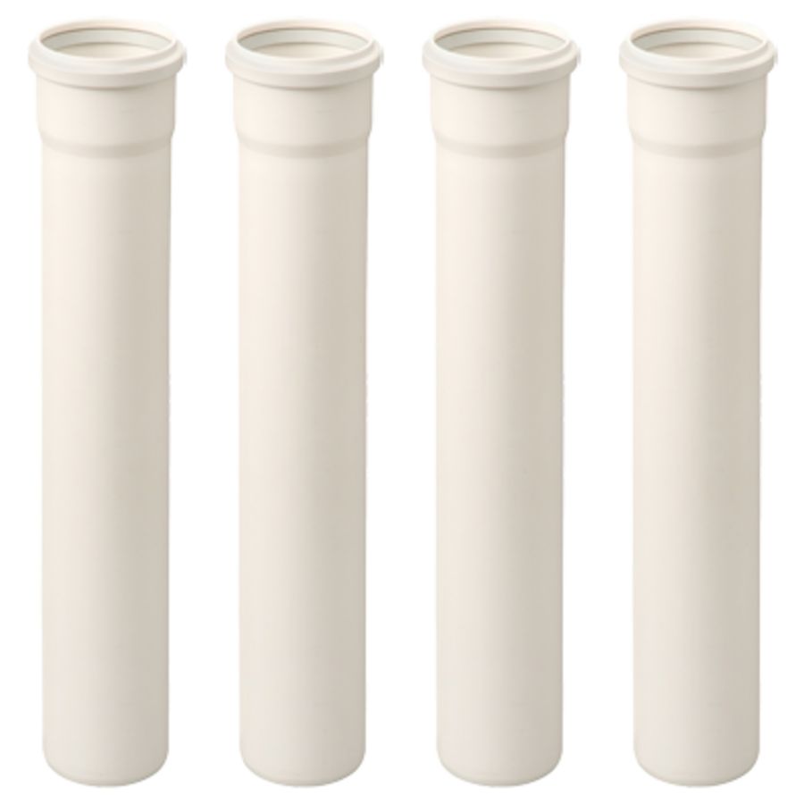 Set met 4 verlengpijpen Rolux T120 wit PP 80mm lang 250mm