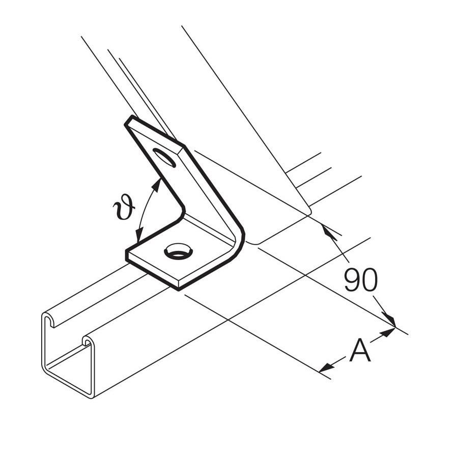 Bevestigingshoek scherp 45gr.Thvz