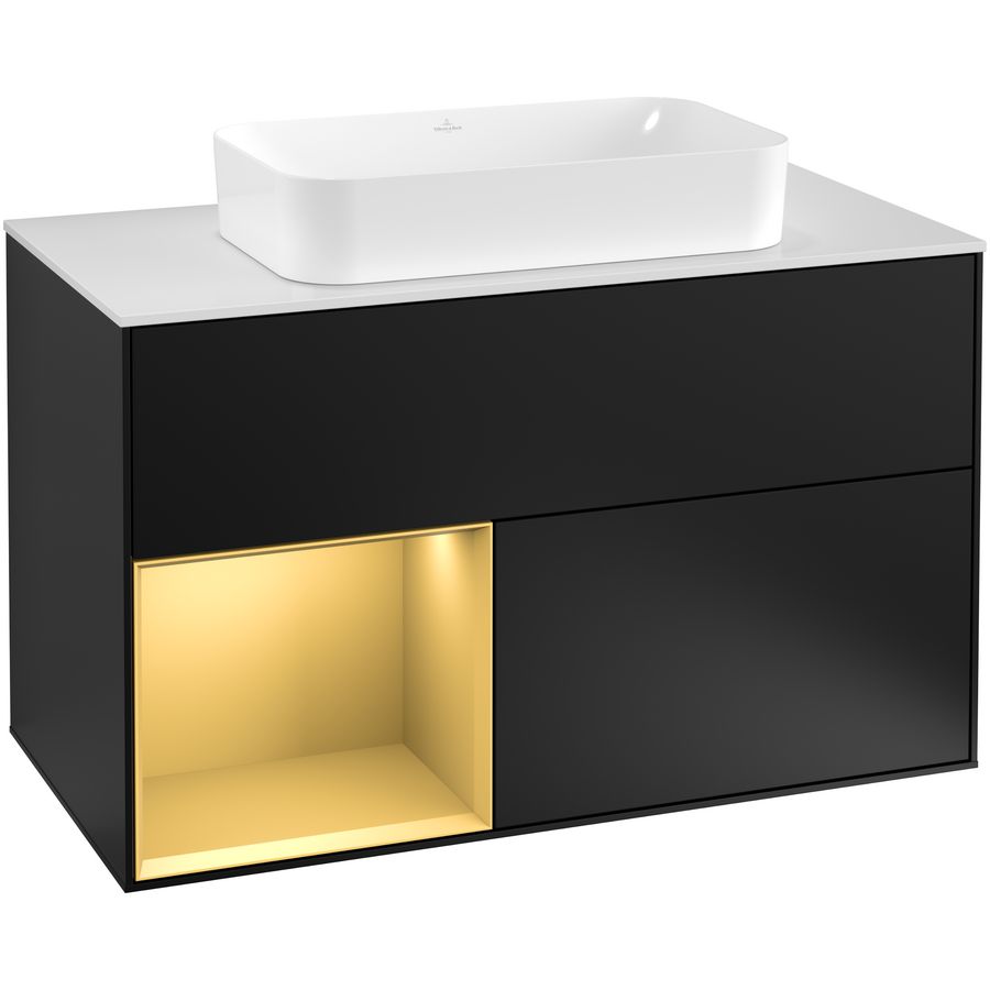 Wastafelonderkast Finion 1000x603x501mm Black Matt Lacquer G241HFPD