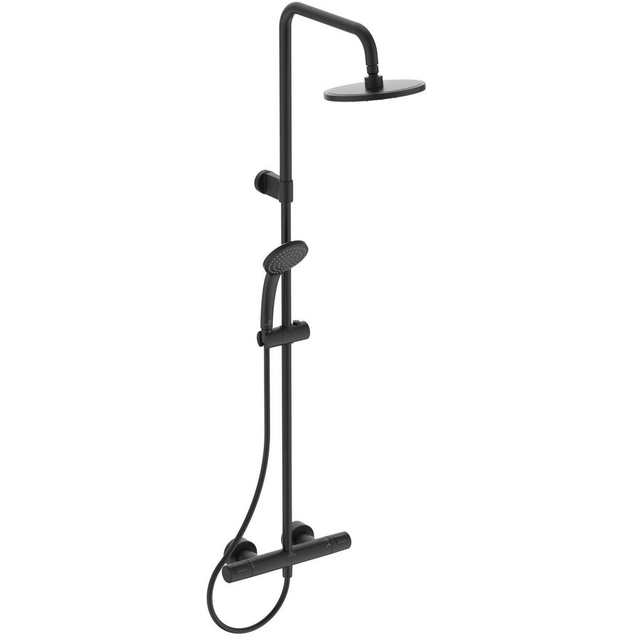 Douchesysteem thermostatisch CERATHERM T25 Flex Ø200mm silk black hoh 150mm incl. s-koppelingen