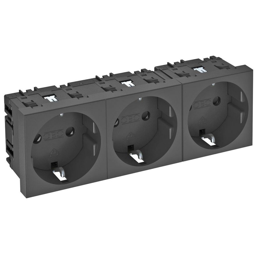Contactdoos 3-vdg 0gr 250V 10/16A carbonaat zwartgrijs