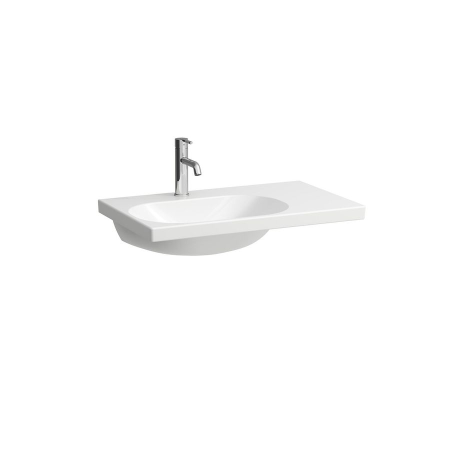 Wastafel LUA 75x46cm asyme afleg Re +kraangat -overl wit