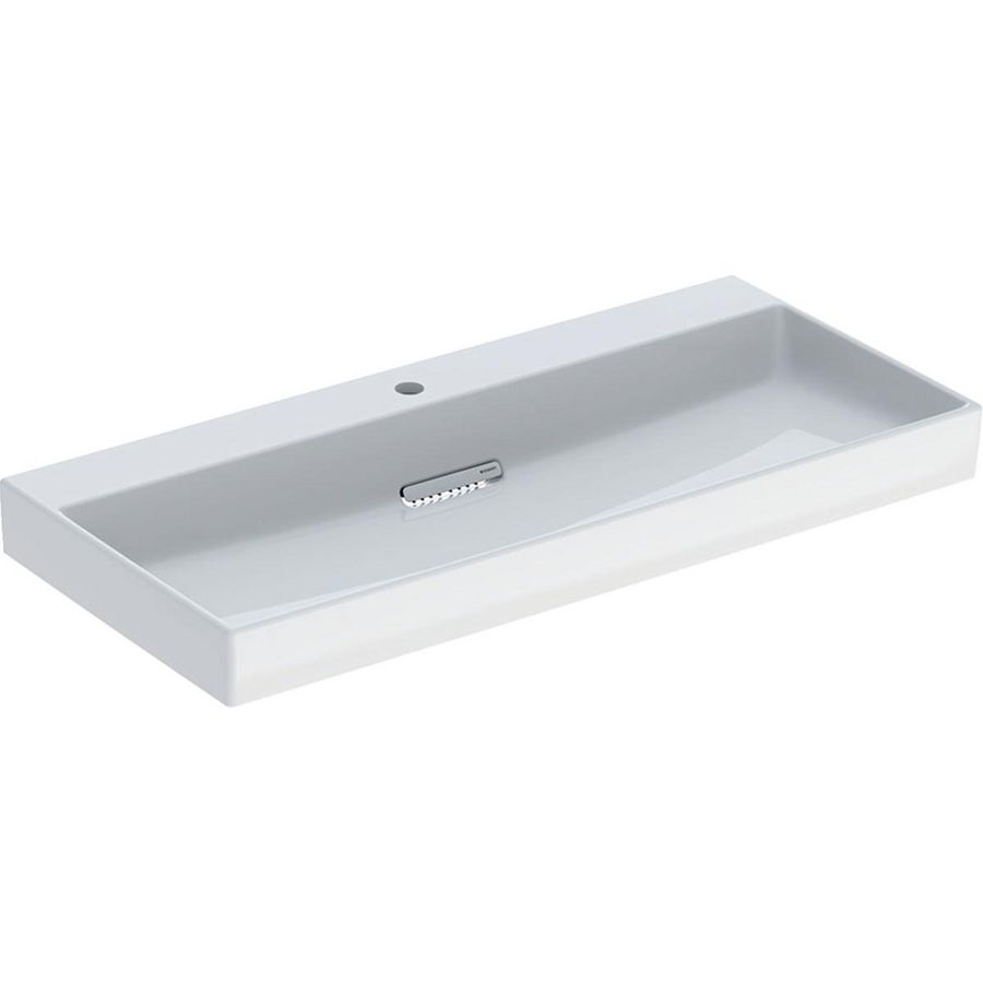 Wastafel 105x48cm afvoer horizontaal met kraangat gecentreerd wit Keratect ONE incl. sifon