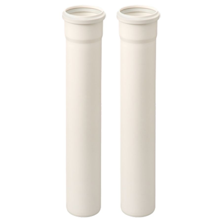Set met 2 verlengpijpen Rolux T120 wit PP 80mm l=1000mm