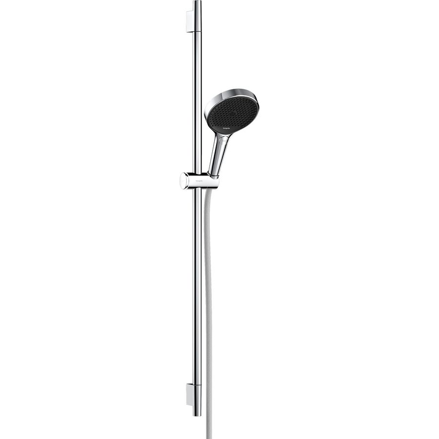 Rainfinity Doucheset 130 3 straalsoorten EcoSmart met glijstang S Puro 90cm push-schuifstuk en Designflex textiel doucheslang chroom