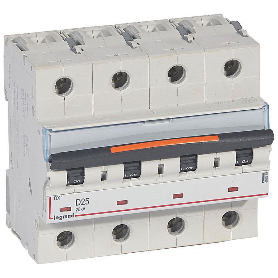 Installatieautomaat 4-polig D-karakteristiek 25A 25kA DX³ DIN
