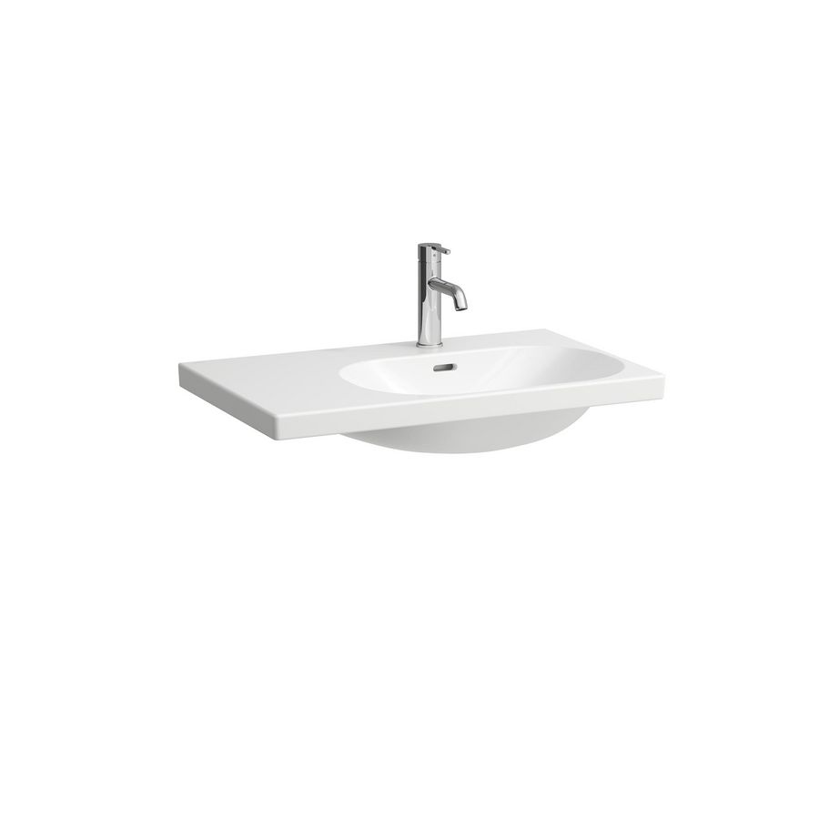 Wastafel LUA 75x46cm asyme afleg Li +3kraangat +overl wit