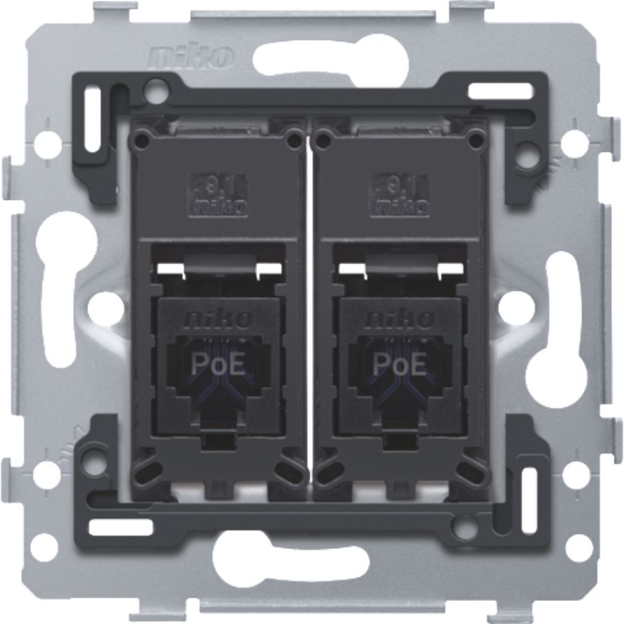 Mechanisme 2 RJ45-aansl.en UTP Cat. 6 PoE++ vlak