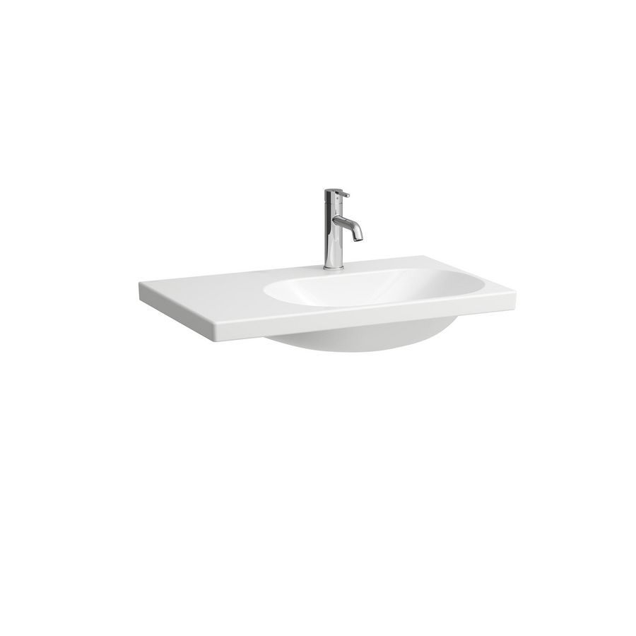 Wastafel LUA 75x46cm asyme afleg Li +kraangat -overl wit